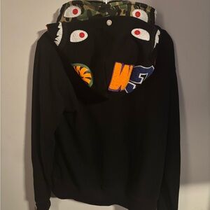 Bape double hooded Black Hoodie with Camouflage
